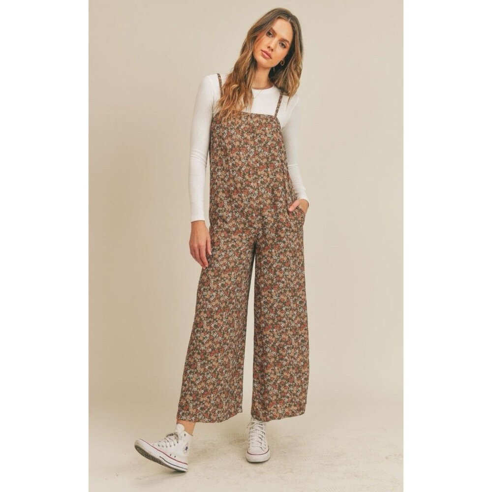 Sadie & Sage Women’s Jumpsuit Large The Garden Gal Sleeveless Wide Leg Floral